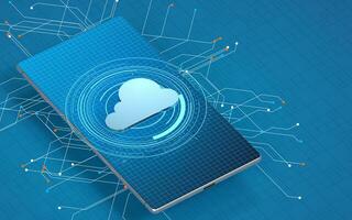 Mobile and cloud computing, subject of science and technology, 3d rendering. photo