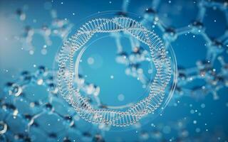 DNA genomes structure with molecule background, 3d rendering. photo