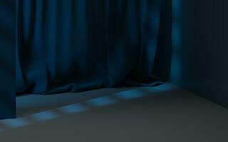 Empty room with soft curtain, 3d rendering. photo