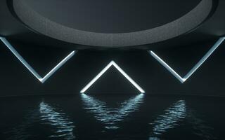 Water surface with glowing lights, 3d rendering. photo