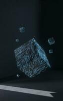 Cubes with black background, science and technology, 3d rendering. photo