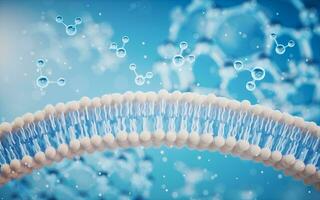 Cell membrane with blue background, 3d rendering. photo