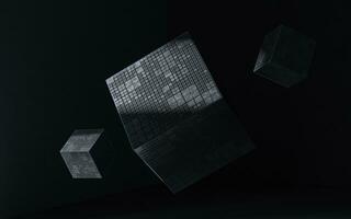 Cubes with black background, science and technology, 3d rendering. photo