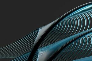 Abstract lines with black background, smooth polished lines, 3d rendering, photo