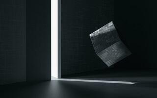 Cube and door, science and technology, 3d rendering. photo