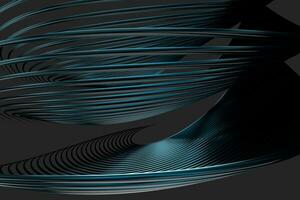 Abstract lines with black background, smooth polished lines, 3d rendering, photo