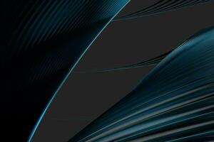 Abstract lines with black background, smooth polished lines, 3d rendering, photo