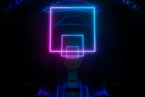 Neon and tunnels, mechanical concepts, 3d rendering. photo