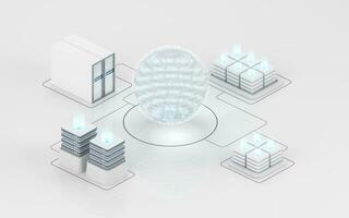 nube informática y información dispositivos, 3d representación. foto