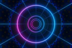 Neon and tunnels, mechanical concepts, 3d rendering. photo
