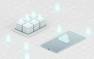 Cloud computing and information devices, 3d rendering. photo