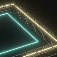 Steel frame and luminous cubes, 3d rendering. photo