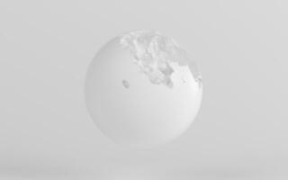 dañado esfera con blanco fondo, 3d representación. foto