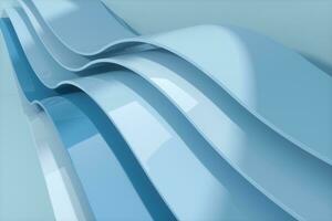 Blue curve surface, bright business background, 3d rendering. photo