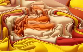 Curved colorful papers, 3d rendering. photo
