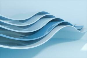 Blue curve surface, bright business background, 3d rendering. photo