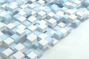 Creative blue and white cubes background, 3d rendering. photo