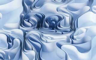 Blue curved papers, 3d rendering. photo