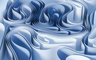 Curvy paper with blue background, 3d rendering. photo