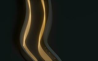 Glowing golden neon lines with background, 3d rendering. photo