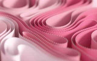 Curvy paper with pink background, 3d rendering. photo