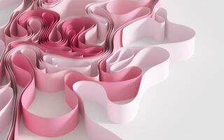 Curvy paper with pink background, 3d rendering. photo