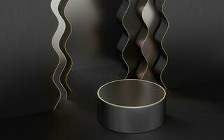 Empty product stage with wave pattern background, 3d rendering. photo