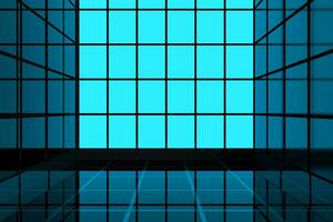 Neon and glass squares with dark background,3d rendering. photo