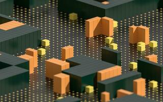 Cubes and abstract geometries, 3d rendering. photo