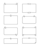 conjunto de pegajoso Nota y papel hojas en contorno antecedentes. vector