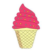 Delicious, sweet and creamy cone ice cream vector