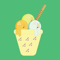 Delicious, sweet and creamy cone ice cream vector