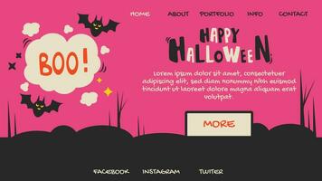 Happy Halloween poster. Website spooky or banner template, landing page. vector