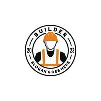 Construction worker logo design vector illustration