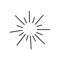 Cute doodle hand drawn sunbeams. Vector minimalistic image isolated on white background, fireworks, explosion.