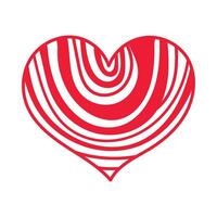 Striped red heart vector