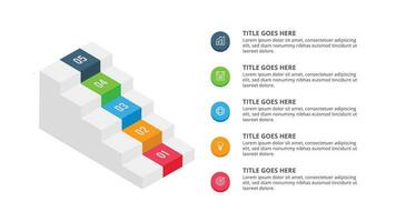 3D Blocks Infographic Template Design with 5 Steps vector