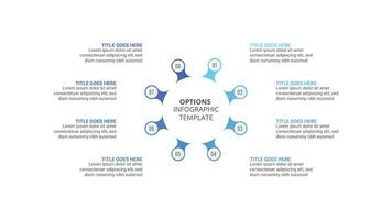 circulo redondo negocio infografía diseño modelo con 8 opciones vector