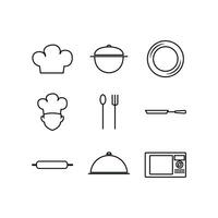 Cooking icon vector line food kitchen restaurant