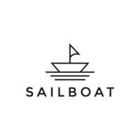 illustration vector graphic sailboat logo design minimalist with waves beach