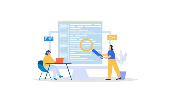 Development concept software development process website interface design improvement programming profesional vector