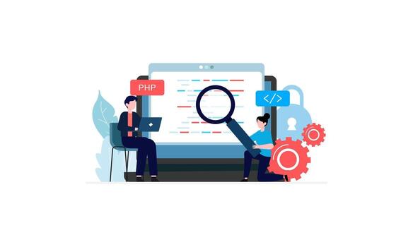 Development concept software development process website interface design improvement programming profesional vector