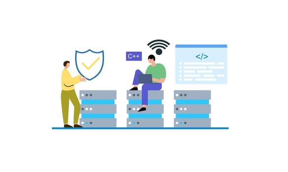 Development concept software development process website interface design improvement programming profesional vector