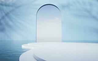 Empty floor with water surface background, 3d rendering. photo