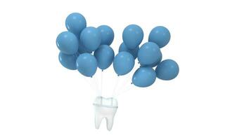 Balloons and tooth with white background, 3d rendering. photo