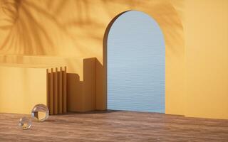 Empty wood floor background, 3d rendering. photo