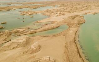 Wind erosion terrain landscape, yardang landform. photo