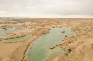 Wind erosion terrain landscape, yardang landform. photo