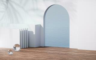 Empty wood floor background, 3d rendering. photo