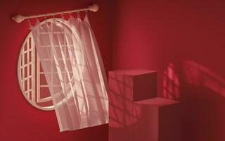 Empty stage and chinese style room, 3d rendering. photo